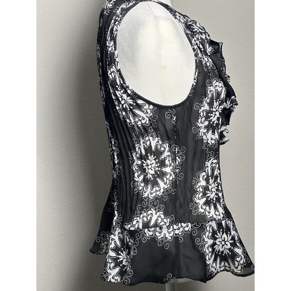 Sunny Leigh Women’s Top Black White Frilly Ruffled Feminine Girl Top Size (S) - Picture 12 of 16